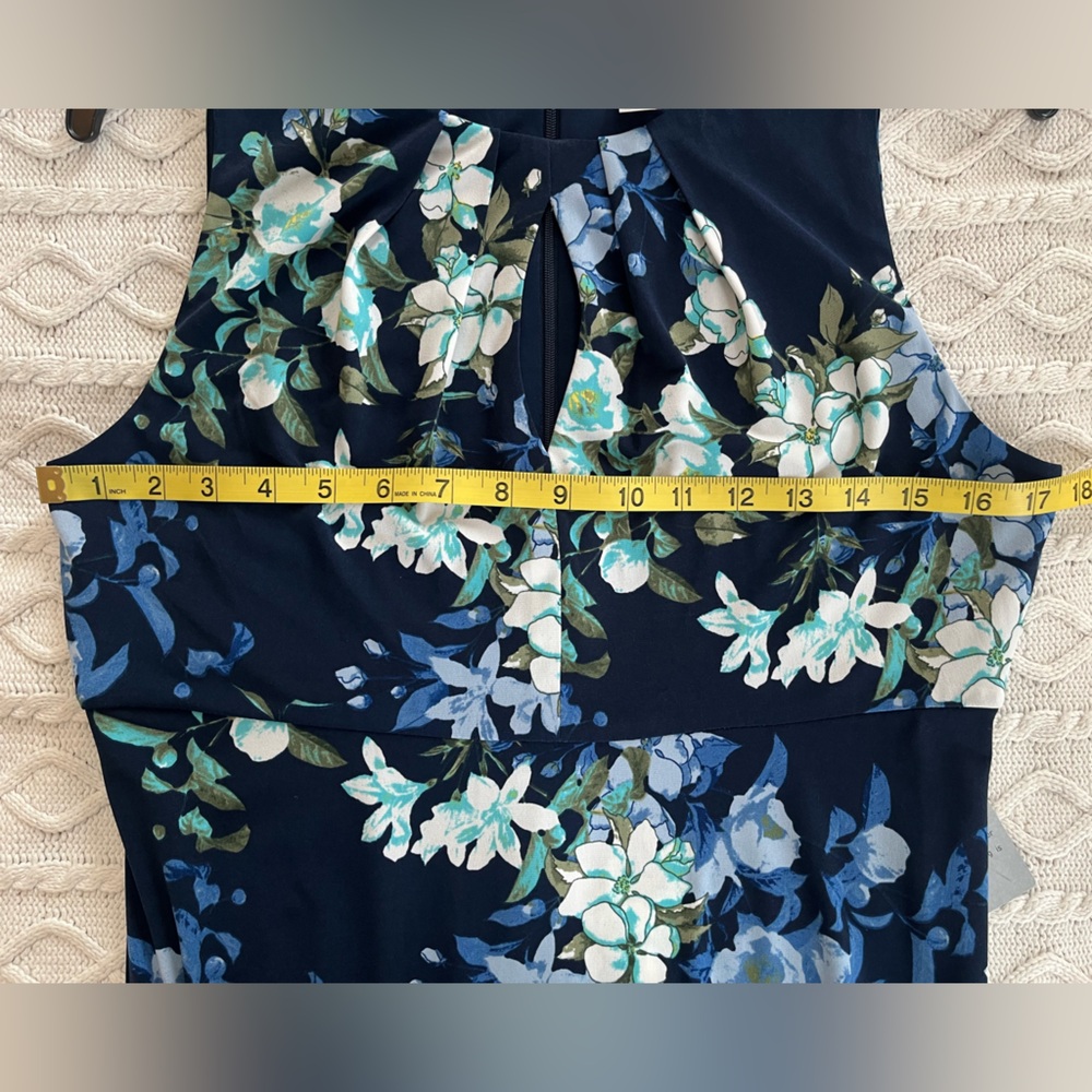 New! London Times Navy Blue Floral Sleeveless Dress Women’s size 8 - Picture 14 of 14